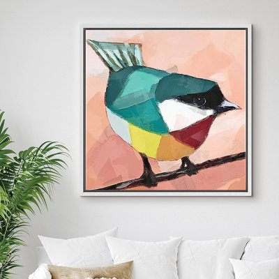" Teal, Red, Orange Finch Animals "