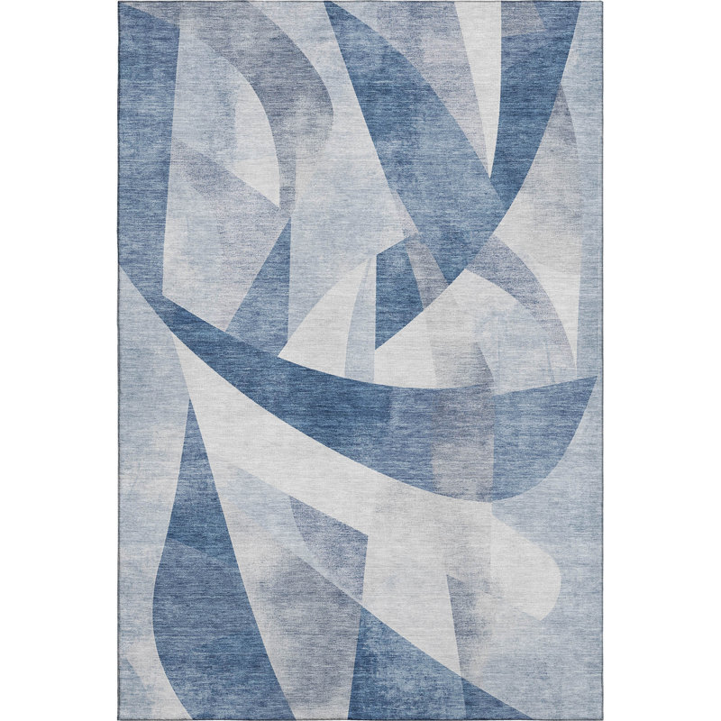 Premium Machine Washable Ashington AMF1836 Swirls Rug, Rectangle 9' x 12'