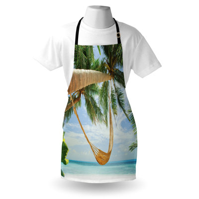 Rosecliff Heights Beach Apron Unisex Ocean Sandy Shore Palm Adult Size Green Cream Blue