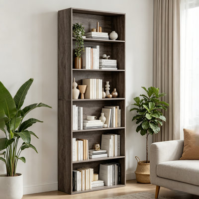 Bibliothèque autoportante à 6 niveaux, grande bibliothèque ouverte en bois pour la chambre à coucher, le salon et le bureau
