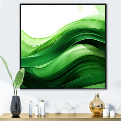 Vert et blanc Fractal Waves I - Art mural fractal abstrait