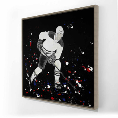 «Hockey Player Ready for Action», impression sur toile encadrée moderne