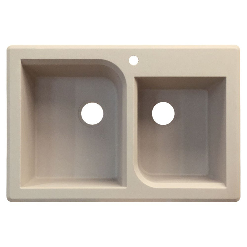 Évier de cuisine en granite à double décalage l 33 po x l 22 po Radius, Espresso