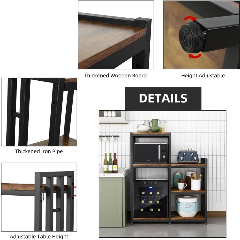 Étagère de boulanger standard en fer de 41 po avec micro-ondes Alosio