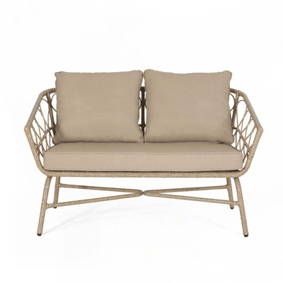 48.8" Outdoor Wicker Patio Loveseat with Cushions