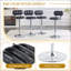 Ensemble de bar à hauteur réglable avec table de pub ronde en marbre blanc et 2 tabourets de bar rembourrés en cuir de polyuréthane noir pour petits espaces-129945731
