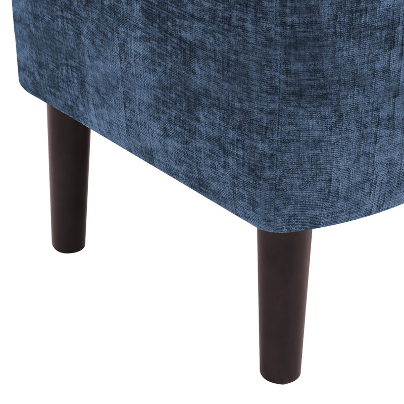 Fauteuil demi-tonneau avec repose-pieds , Lin bleu