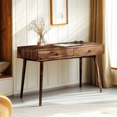 48" Solid Wood Work Desk with Drawers Work Table for Home Office,