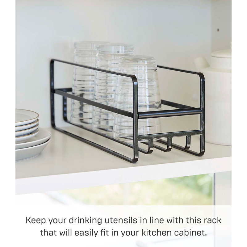 Black Steel Glass and Mug Cabinet Organizer