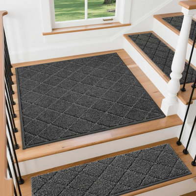 Kokichi Non-Slip - 30X30 Inch TPE Backing Rugs For Wood Steps & Landings, 100% Polyester Soft Surface For Kids & Pets, Indoor Safety Stair Mats