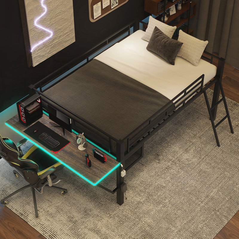 Lit mezzanine avec bureau Gaming, DEL