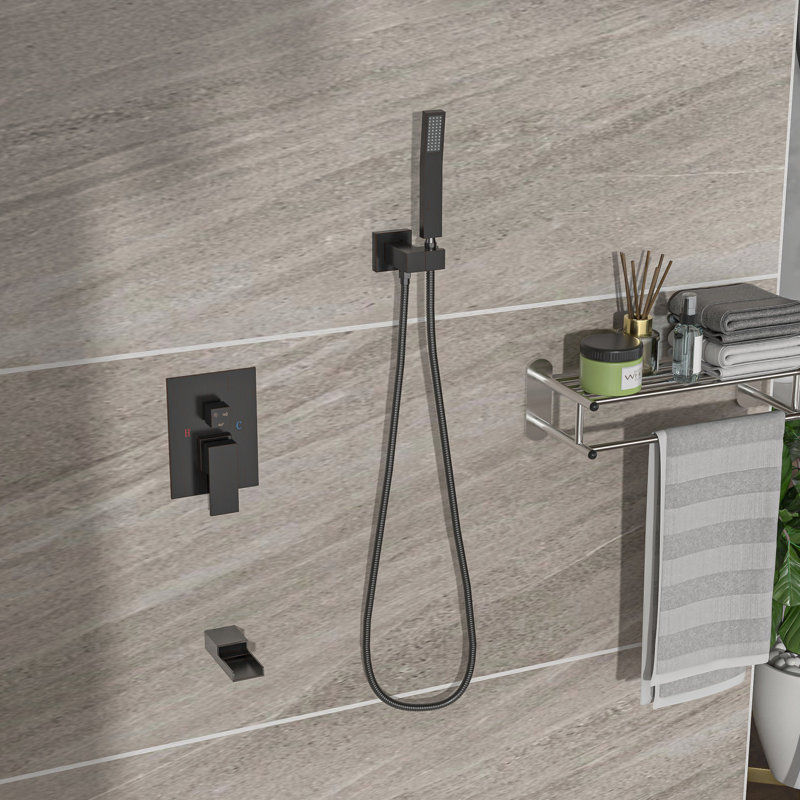 Oil Rubber Bronze Shower System With Waterfall Tub Spout - 10 Inch Square Rainfall Head & Handheld -balanced Valve Effortless Installation And Disinfection 10" 3 Function Shower, For Assurance