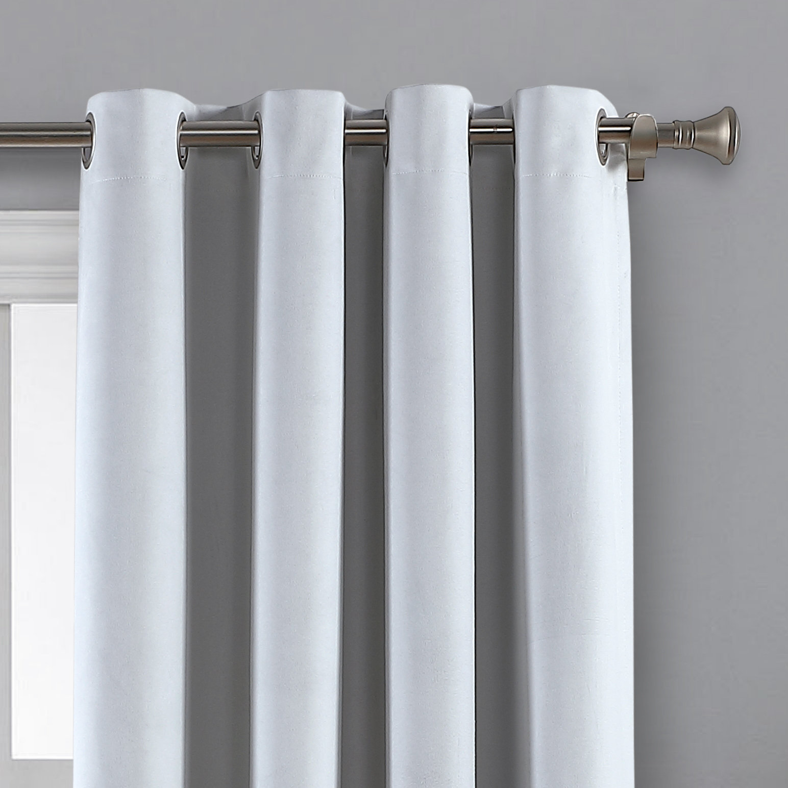 Caffee Blackout Velvet Curtain Panel, White