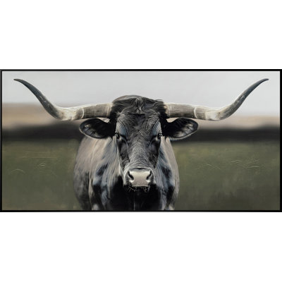 Art mural encadré Majestic Longhorn - 59 po x 30 po - cadre noir