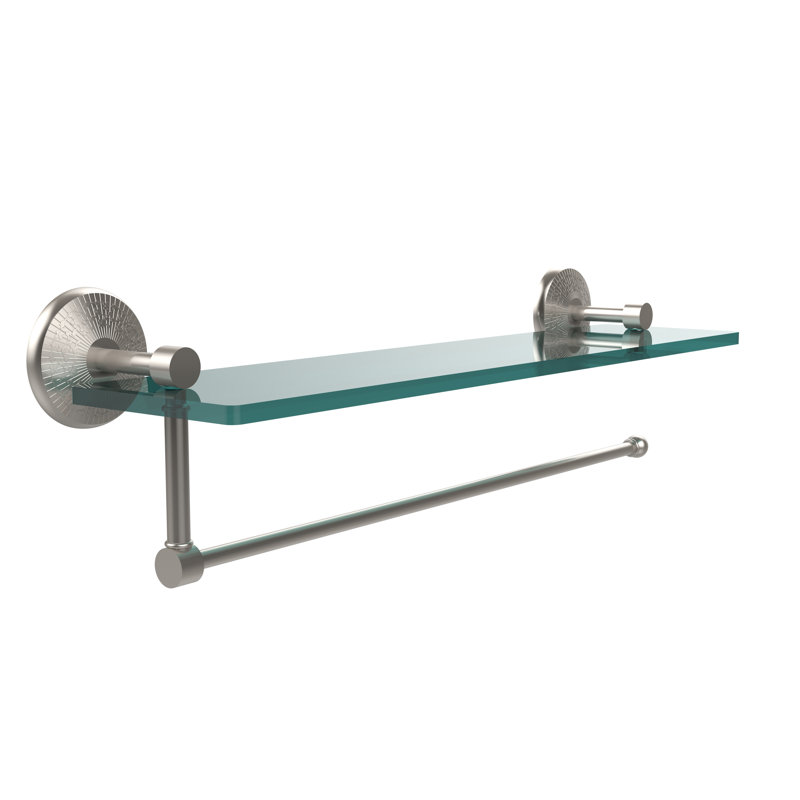 Marchmont Bracket Shelf with Towel Bar, Satin Nickel,  5" H x 16" W x 5" D
