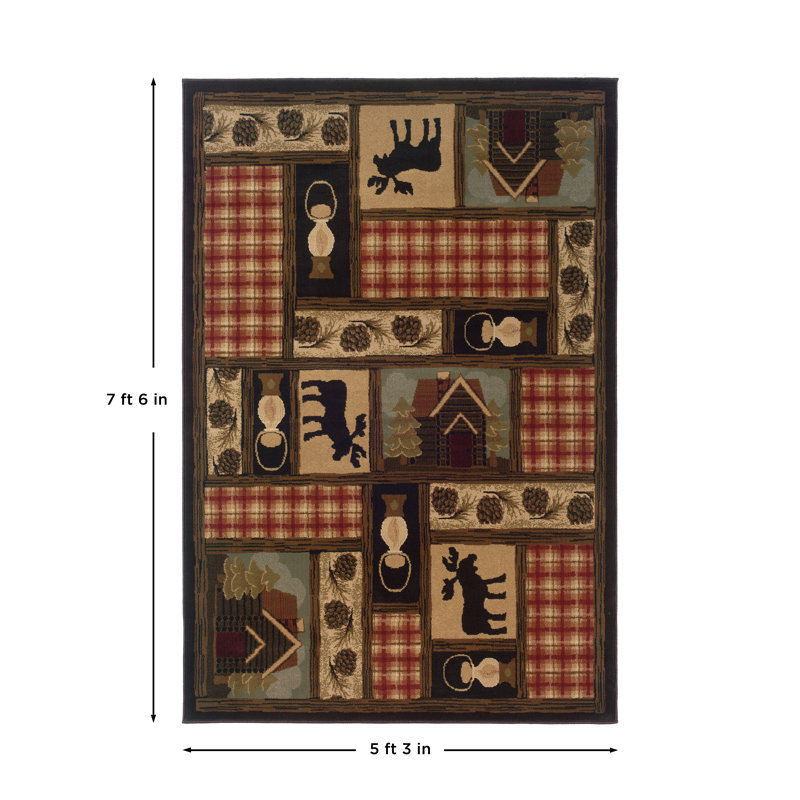 Tapis brun / rouge Appomattox, Rectangle 5 pi 3 po x 7 pi 6 po