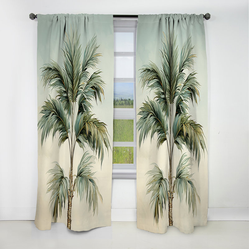Cheatham - Rideau palmiers - Rideau occultant à motif floral - 1 panneau, L 52 po x L 84 po