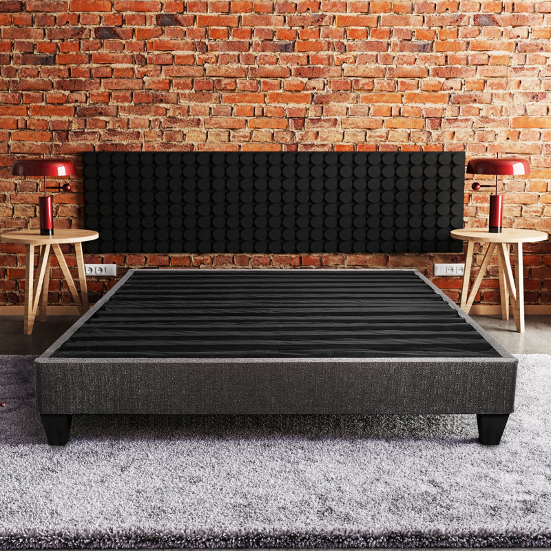 Structure de lit simple tapissier gris foncé: 14 po Plateforme, pas de sommier requis pour plateforme TG: po, assemblage simple