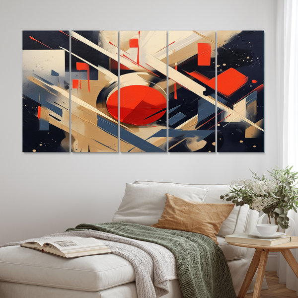 Wrought Studio Red Black Red and Black Depth Corner I - Abstract Shapes ...