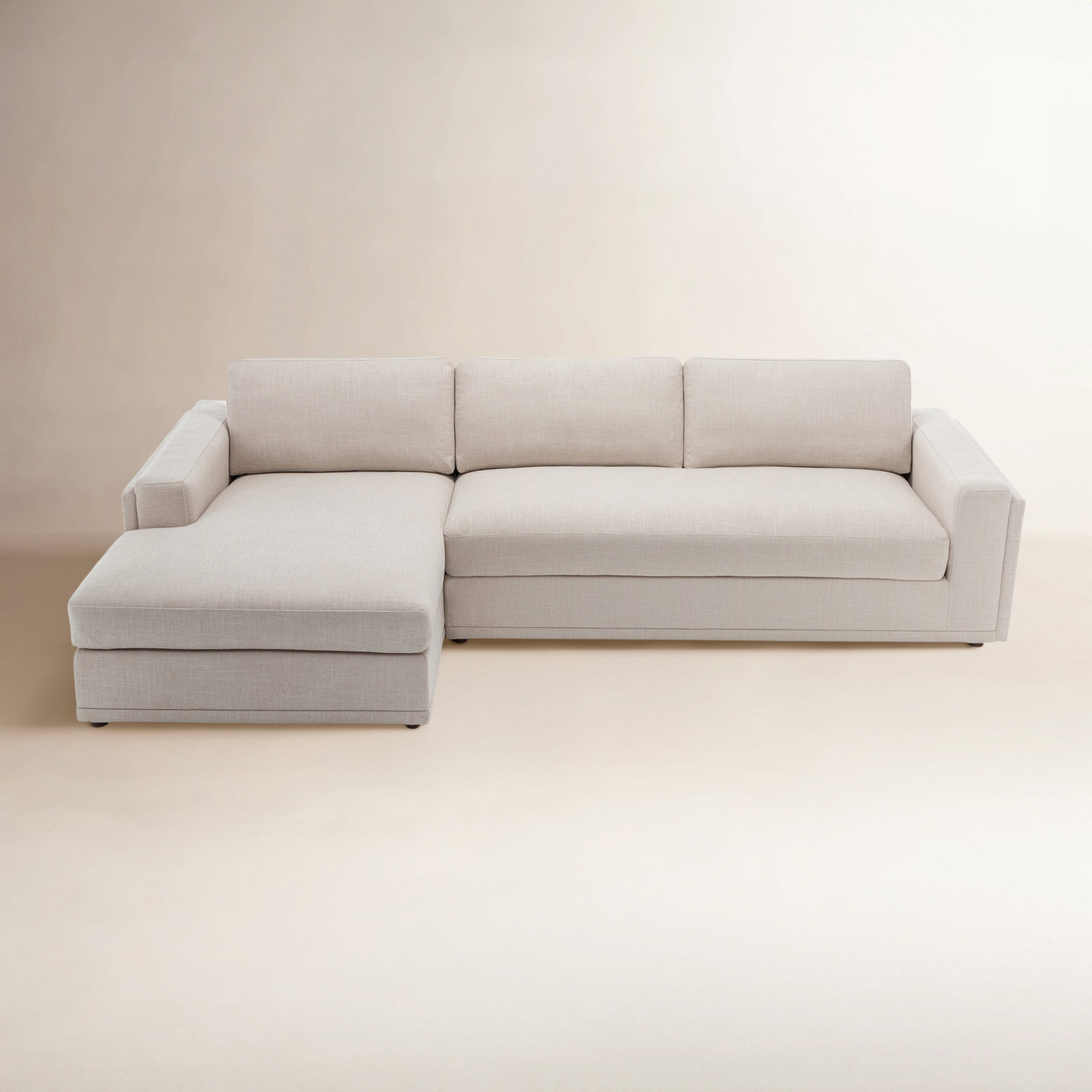 Essex Sofa and Chaise, Beige Cotton Blend, Left Hand Facing