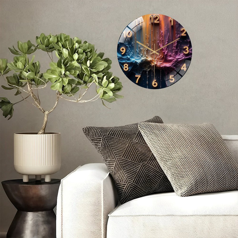 Horloge murale à DEL à changement de couleur unique - art unique en verre 12 po