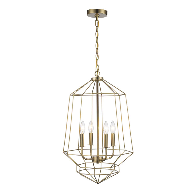 Guillaine 4 - Light Dimmable Geometric Chandelier, Antique Gold