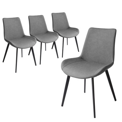 Chaise rembourrée en similicuir Josman avec pieds en acier 