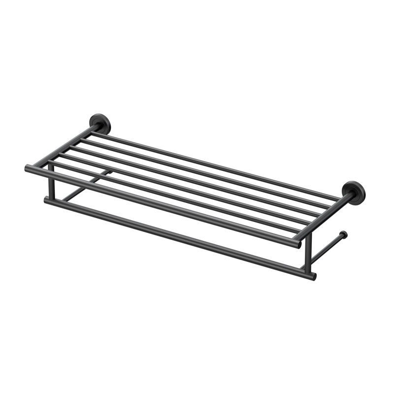 Porte-serviettes mural Latitude II | Porte-serviettes en acier inoxydable de style hôtel avec barre à serviettes, Noir mat