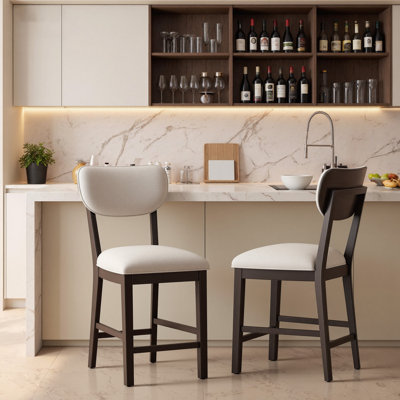 Upholstered Solid Wood Bar Stool