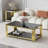  Raymere 43.3" L x 23.6" W 2-Tier Rectangle Black Tempered Glass Top Coffee Table, Deluxe Gold Stainless Legs Sofa Table-808181299