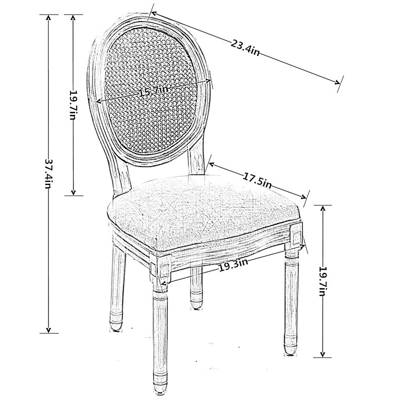 Chaise d'appoint rembourrée H 19,7 po Amando, 6, Brun, Bois de chêne