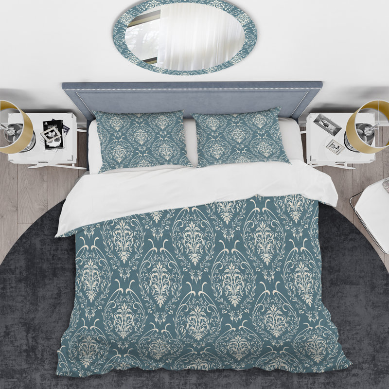 Grey Damask - Patterned Duvet Cover Set