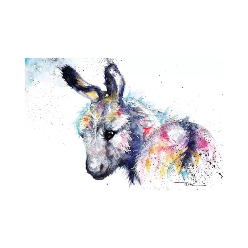 Donkey by BebesArts - Painting on Canvas, Wrapped Canvas, 30.48 cm H x 45.72 cm W