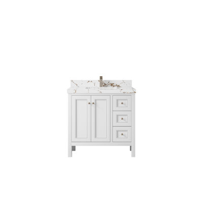 Nashville 36 In. W X 22 In. D Center Sink Bathroom Vanity In Alabaster With 2 In.