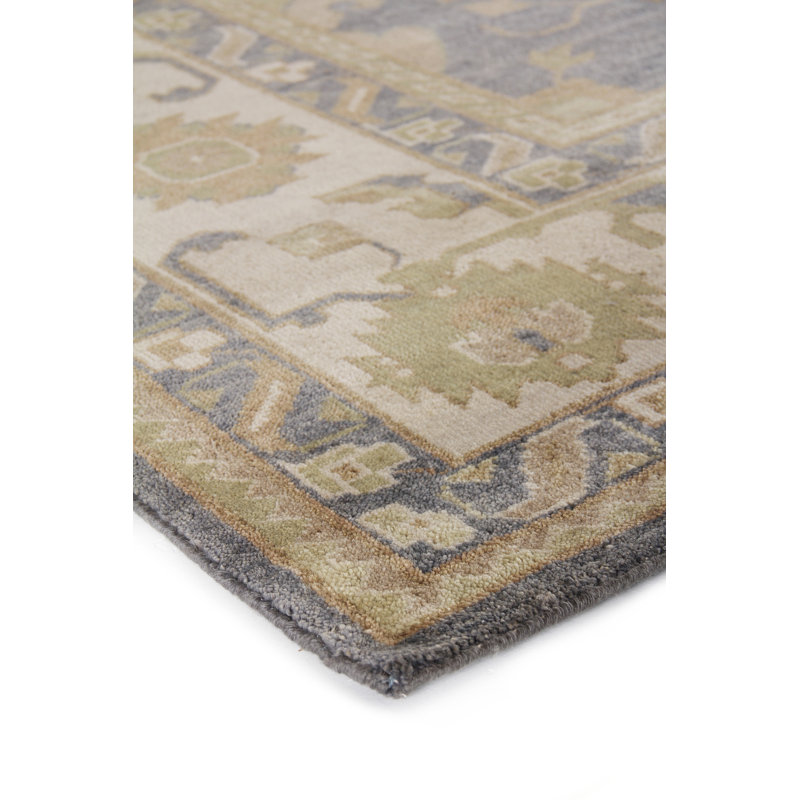 Antique Weave Oushak hand-knotted New Zealand Wool Ivory/Cobalt Area Rug