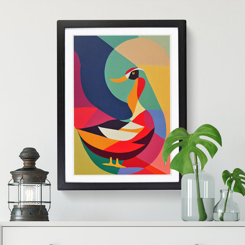 FRM-V0523-13X Abstract Duck Vol.4 - Single Picture Frame Print, 64cm H x 46cm W x 2cm D, Black Framed