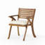 Ensemble repas d'extérieur 3 pièces en bois d'acacia avec coussins crème, teck