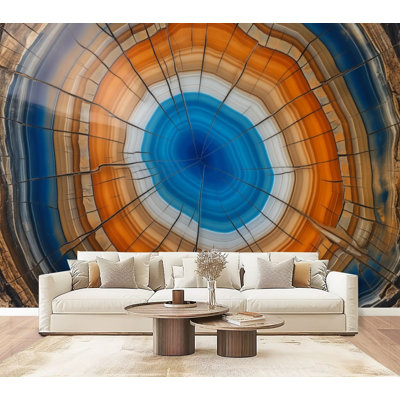 Papier peint adhésif mural en cristal concentrique Agate Geode Slice