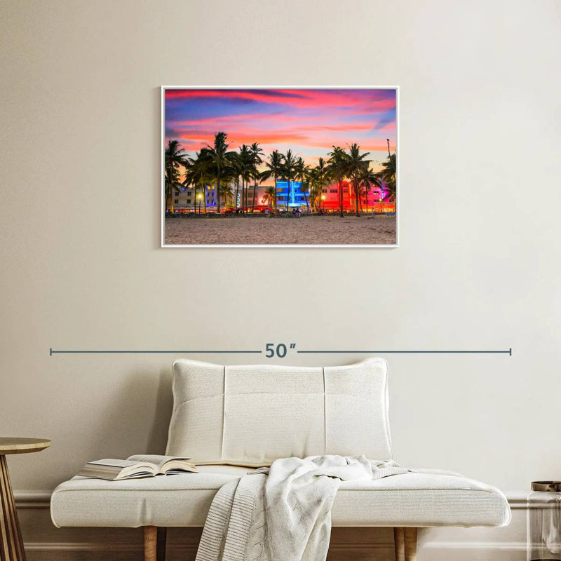 Miami Beach, États-Unis, Cadre flottant blanc, 31 po x 21 po