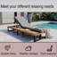 Chaise longue d'extérieur inclinable avec 5 positions de dossier réglables, coussin confortable et table d'appoint en bois, structure robuste pour la piscine, la cour et le jardin-685743931