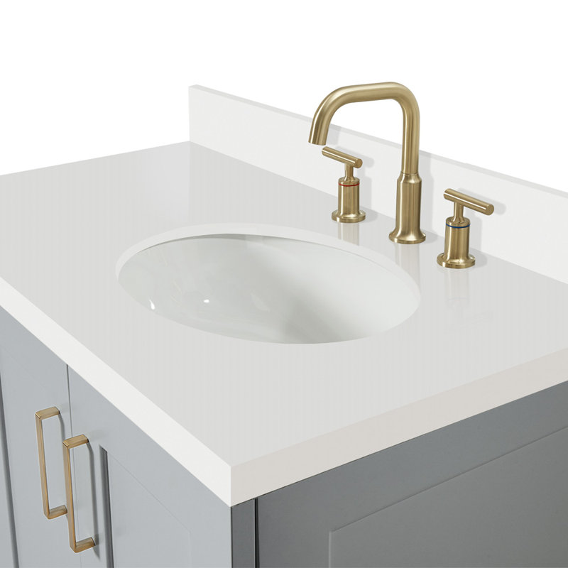 37 IN.  Single Bathroom Vanity, Gray, Oval, Right