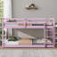 Lit superposé simple au-dessus d'un lit simple pour petite chambre d'enfants, fabrication en bois d'hévéa massif avec échelle, rose chaud-912469738