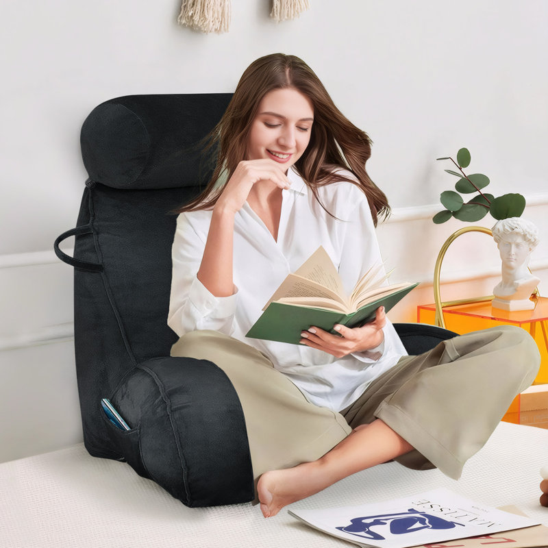 Velvet Backrest Pillow, Black