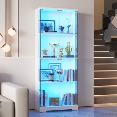Vitrine en verre à 4 niveaux avec capteur RVB et serrure