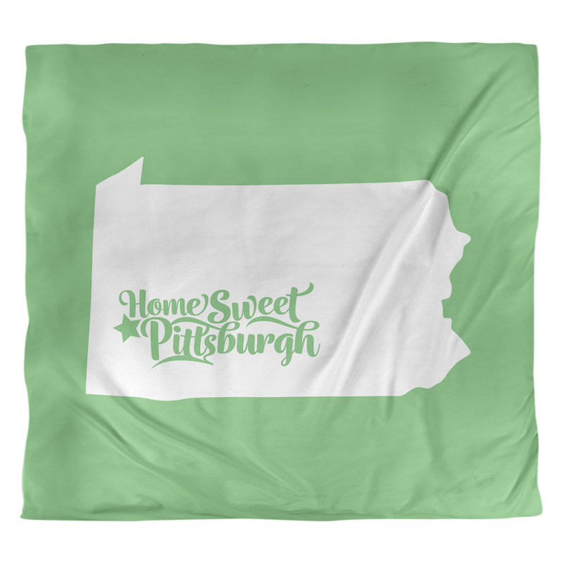 Housse de couette réversible simple Pittsburgh Pennsylvania, Vert, Housse de couette pour grand lit, Microfibre