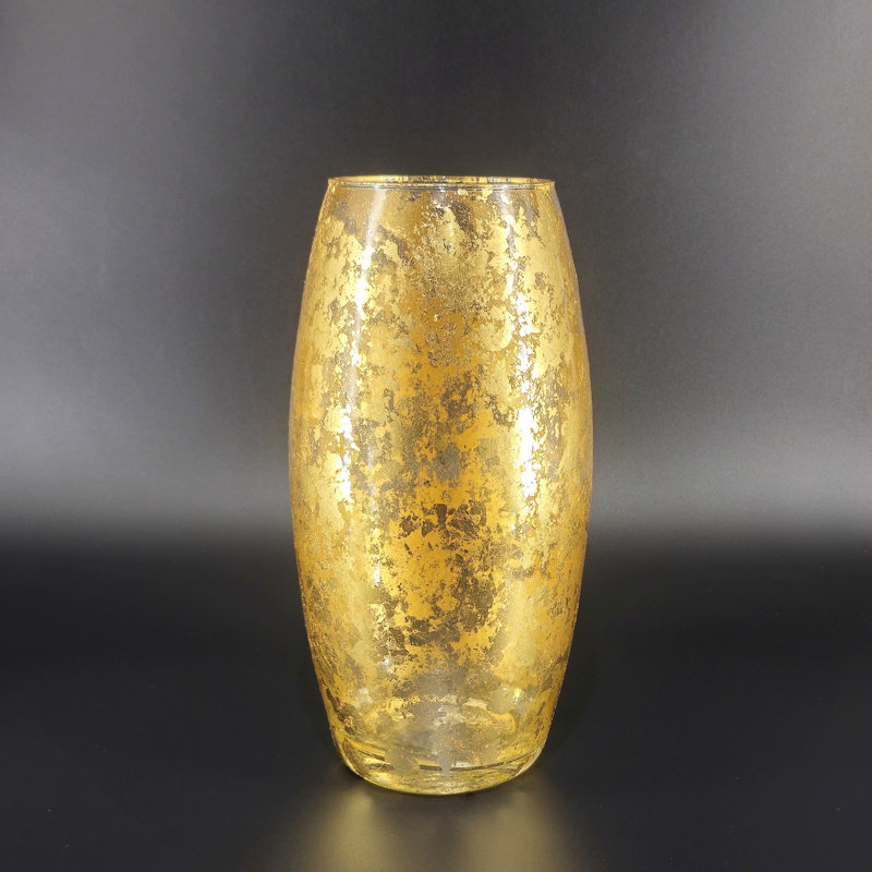 Leiston Gilded Glass Bullet Vase, Gold, 15" H x 7" W x 7" D