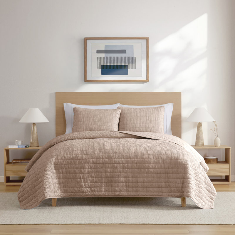 Swift Home Crinkle Washed 3-Piece Microfiber Quilt Set -  Ultra-Soft, Versatile, Classic, Timeless - All-Seasonal, Durable, Easy Care