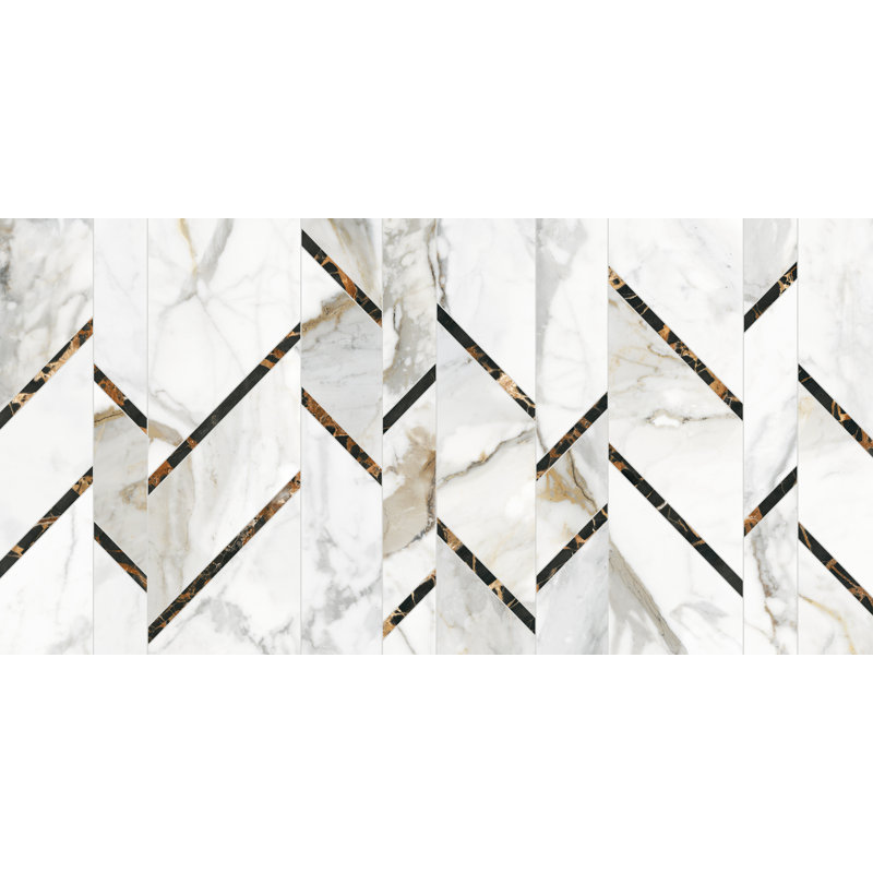 Carrelage mural en porcelaine ultrabrillant aspect marbre 19,3 po x 38,6 po