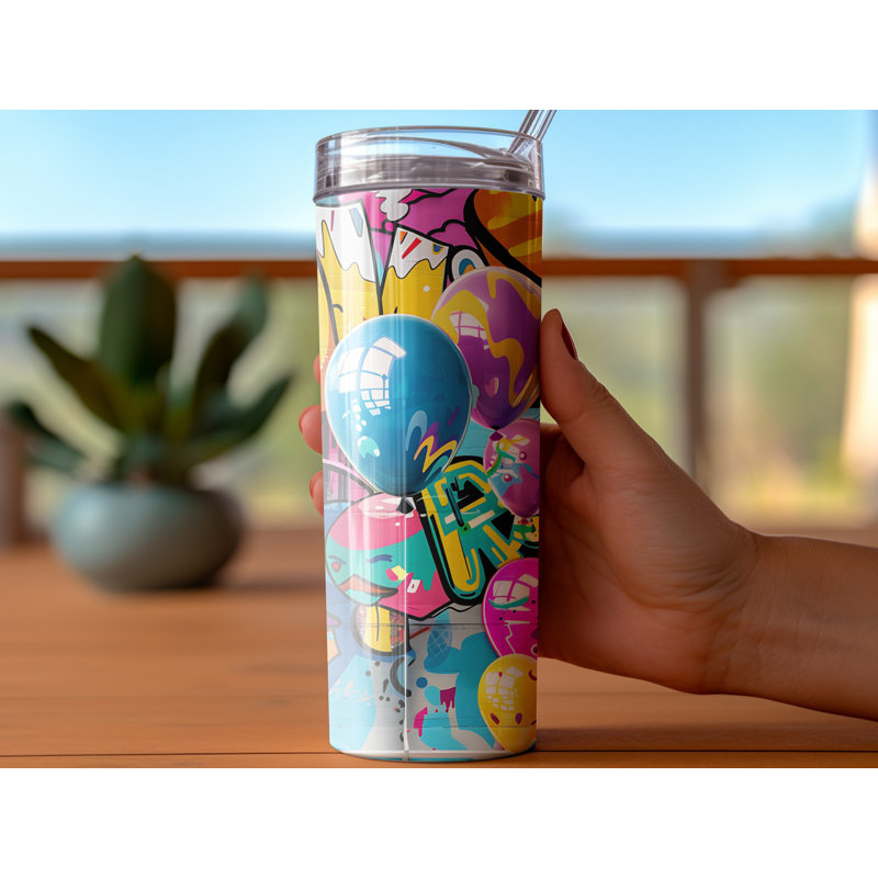 Choose Handmade Tumblers 591ml Vacuum Insulated Stainless Steel (18/8) Travel Tumbler with Straw