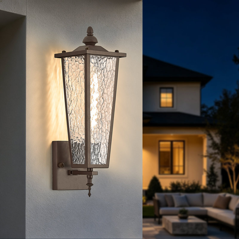Luminaire mural extérieur brun, lanterne murale extérieure imperméable, applique murale de 17,7 po pour garage, patio, entrée de porte d'entrée